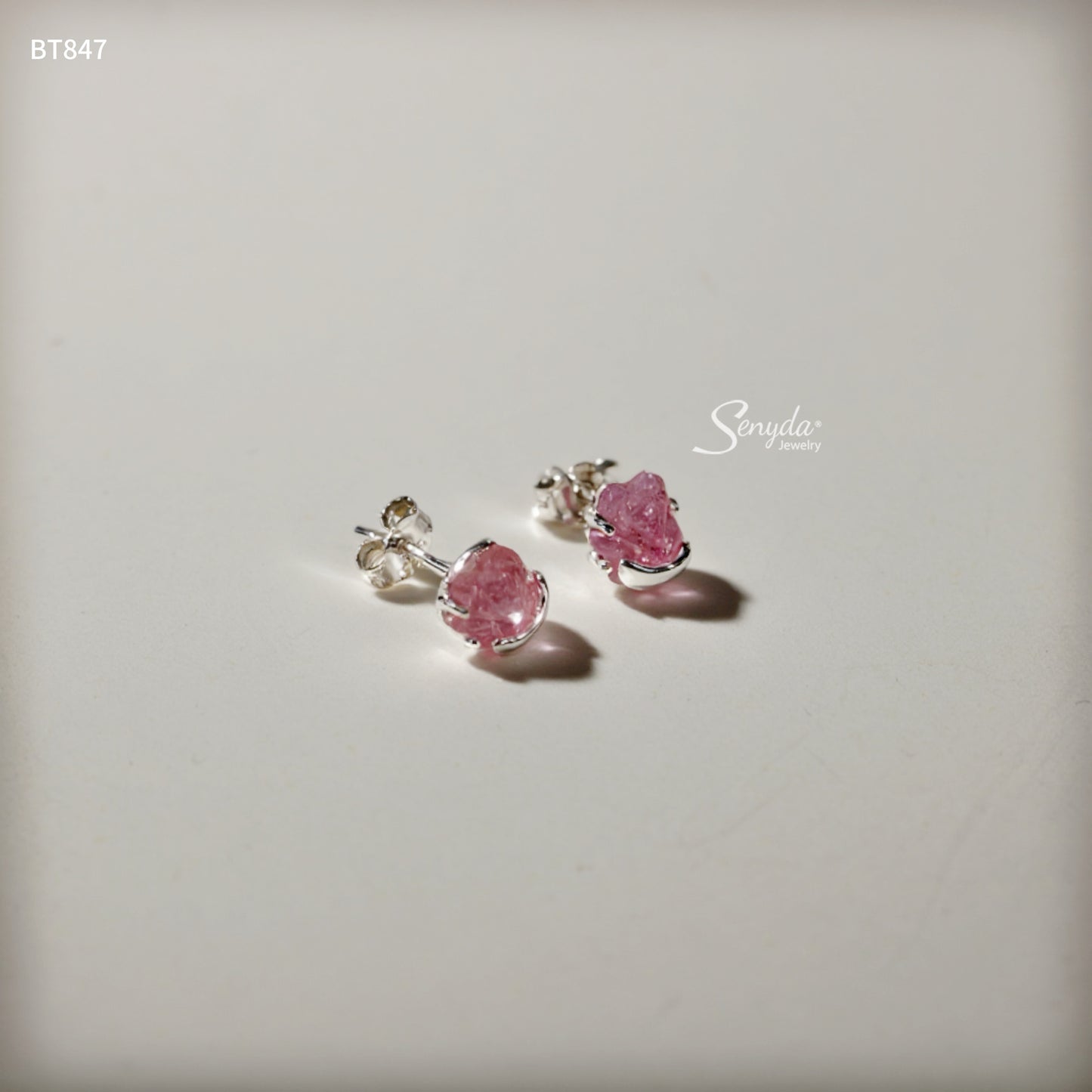 Sterling Silver 925 Spirit Fox Ruby Stud Earrings