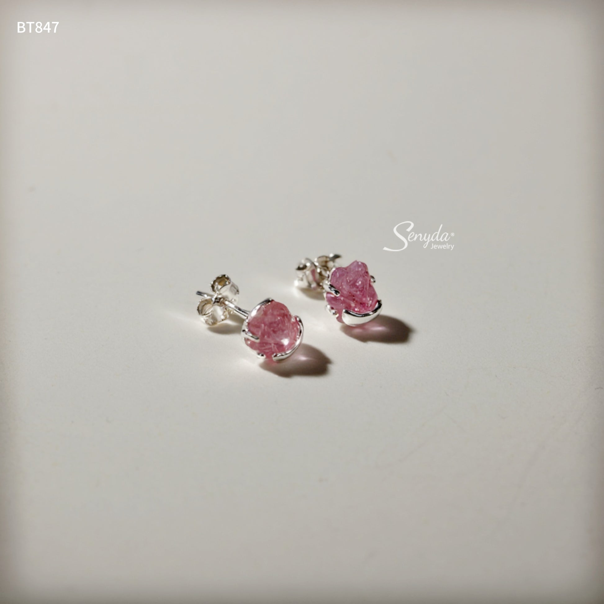 Sterling Silver 925 Spirit Fox Ruby Stud Earrings