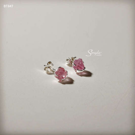 Sterling Silver 925 Spirit Fox Ruby Stud Earrings