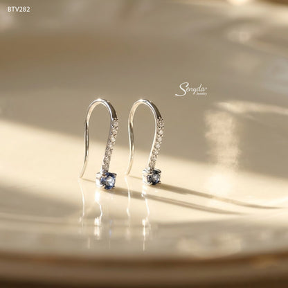 10K Solid Gold Sapphire Hook Earrings