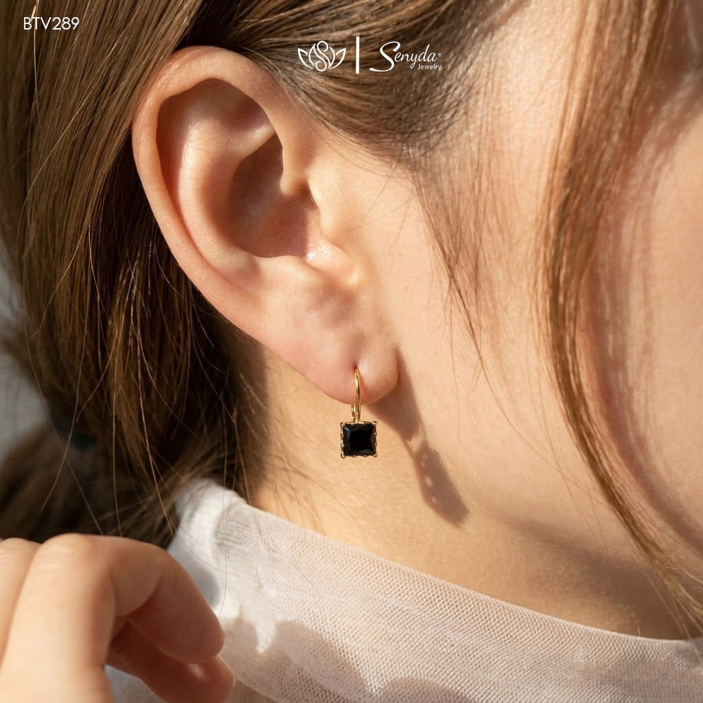 10K Solid Gold Cubic Zirconia Hook Earrings