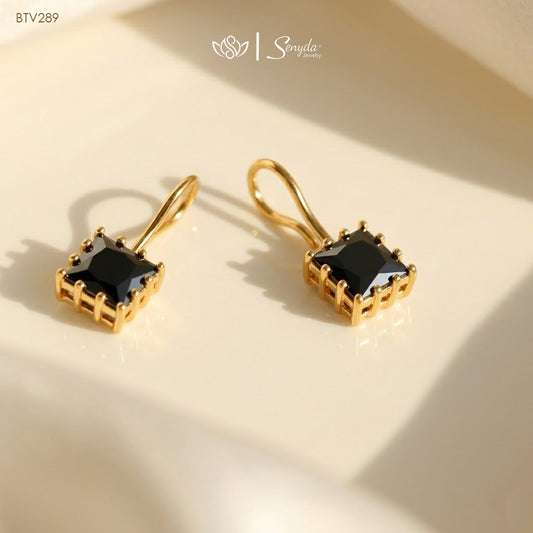 10K Solid Gold Cubic Zirconia Hook Earrings