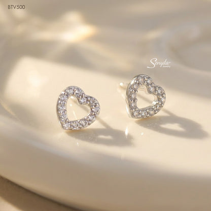 10K Solid Gold Heart Stud Earrings