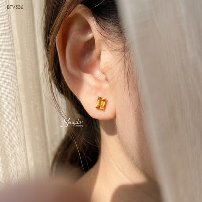 Senyda 16K Solid Gold Natural Gemstones Stud Earrings