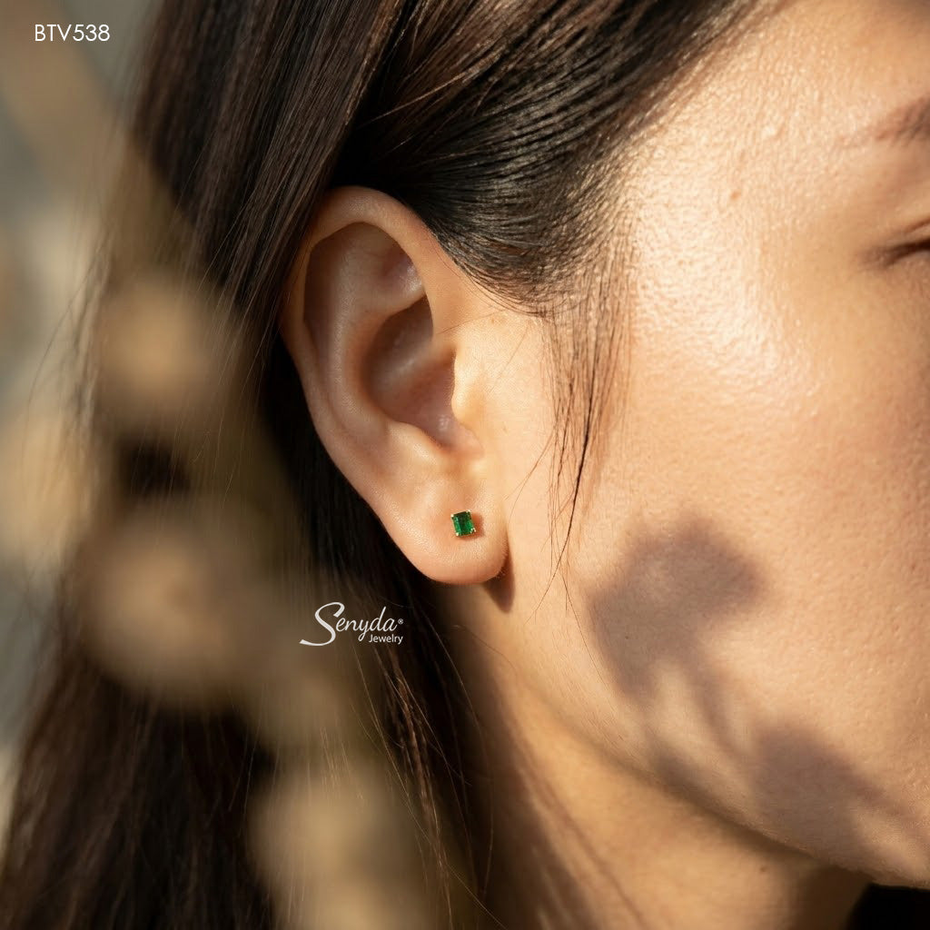 Senyda 16K Solid Gold Natural Gemstones Stud Earrings