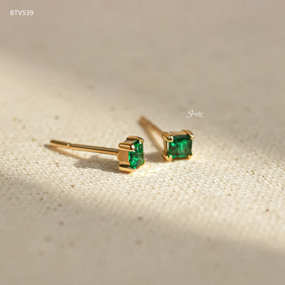 Senyda 16K Solid Gold Natural Gemstones Stud Earrings