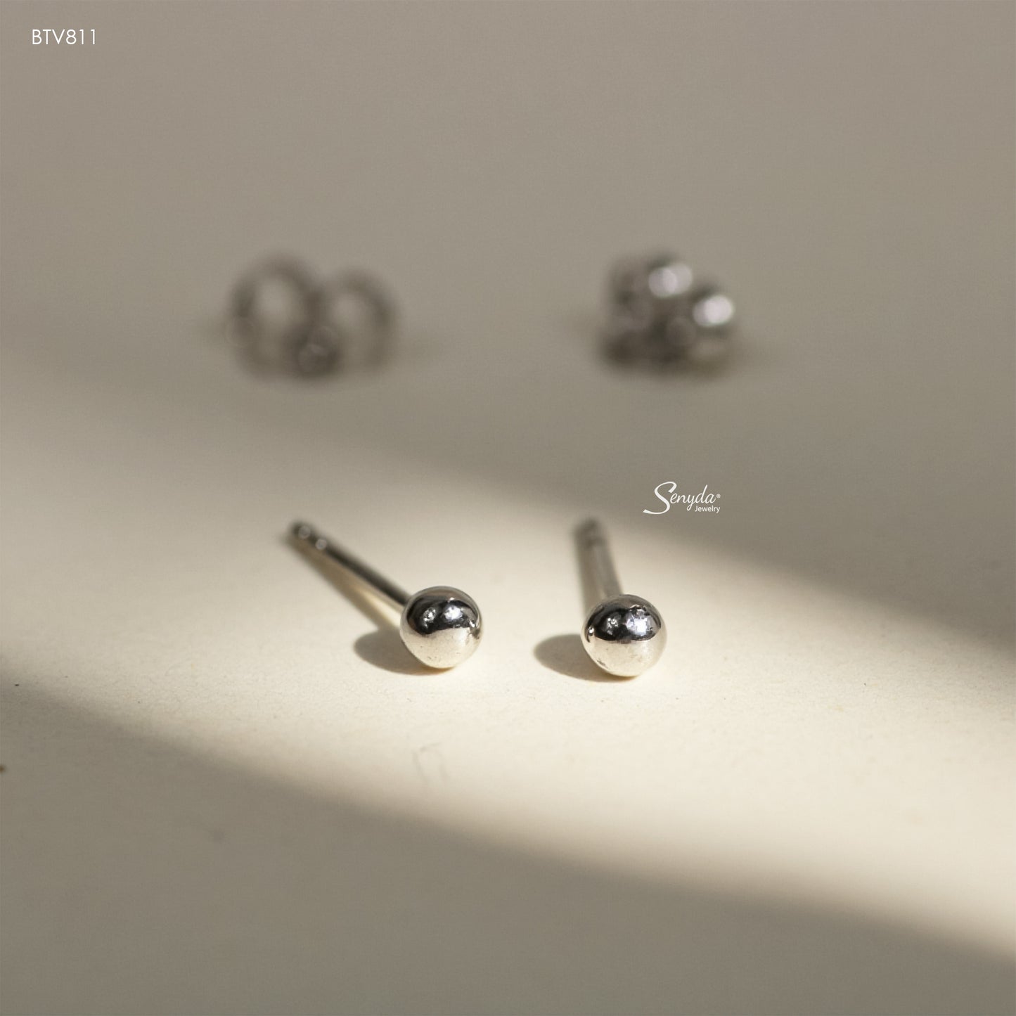 10K Solid Gold Tiny Ball Stud Earrings