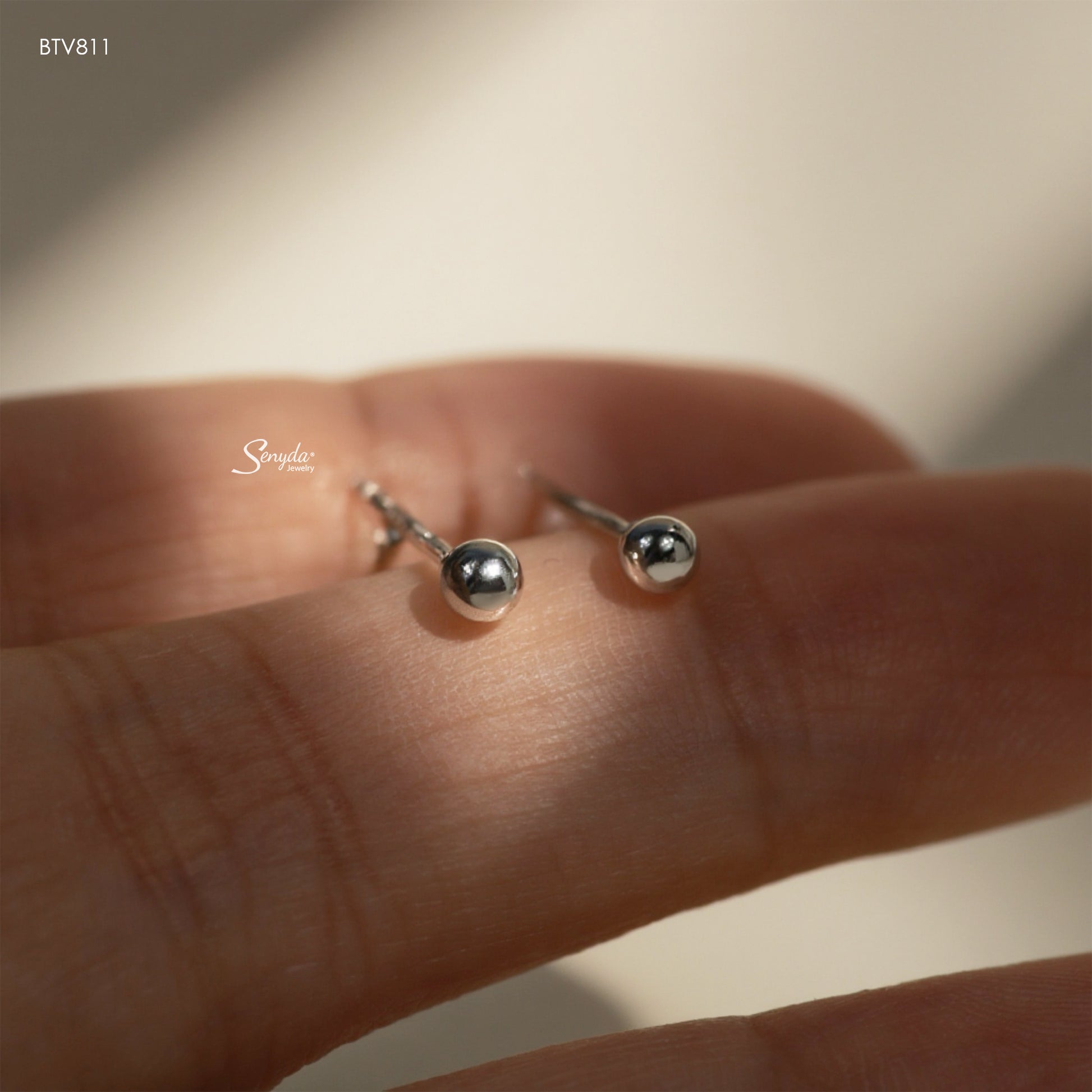 10K Solid Gold Tiny Ball Stud Earrings