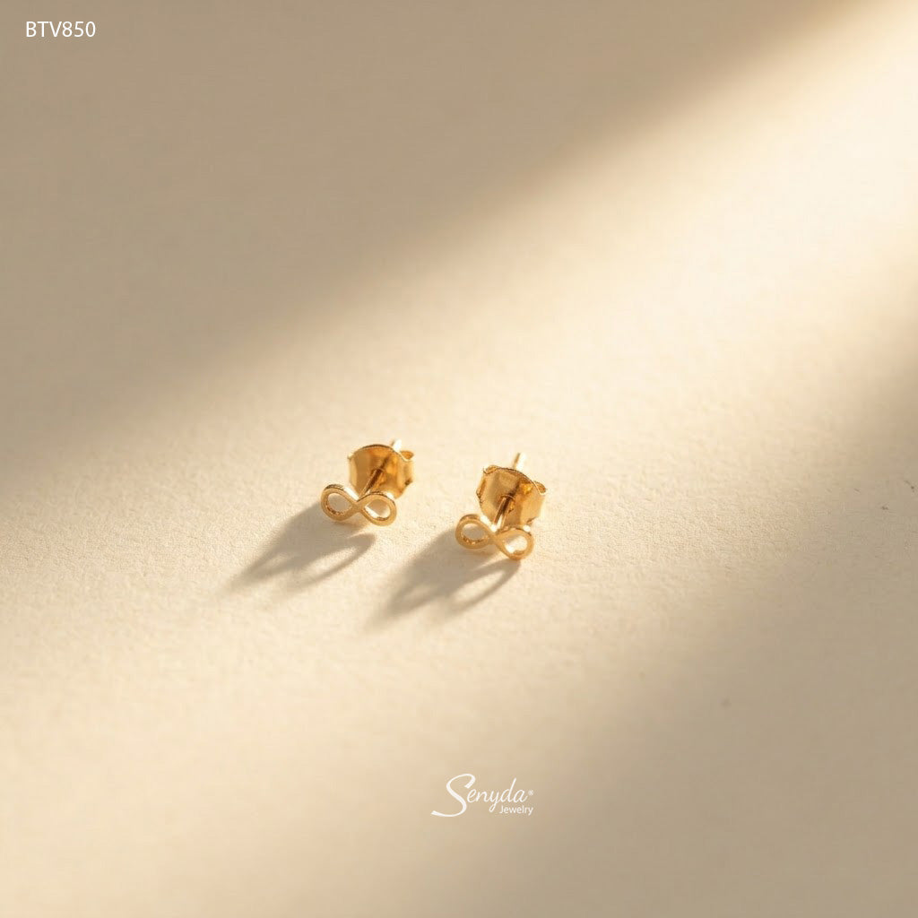 10K Solid Gold Infinity Stud Earrings
