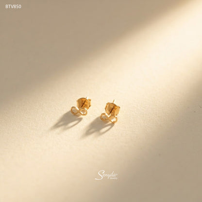10K Solid Gold Infinity Stud Earrings