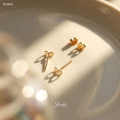10K Solid Gold Infinity Stud Earrings