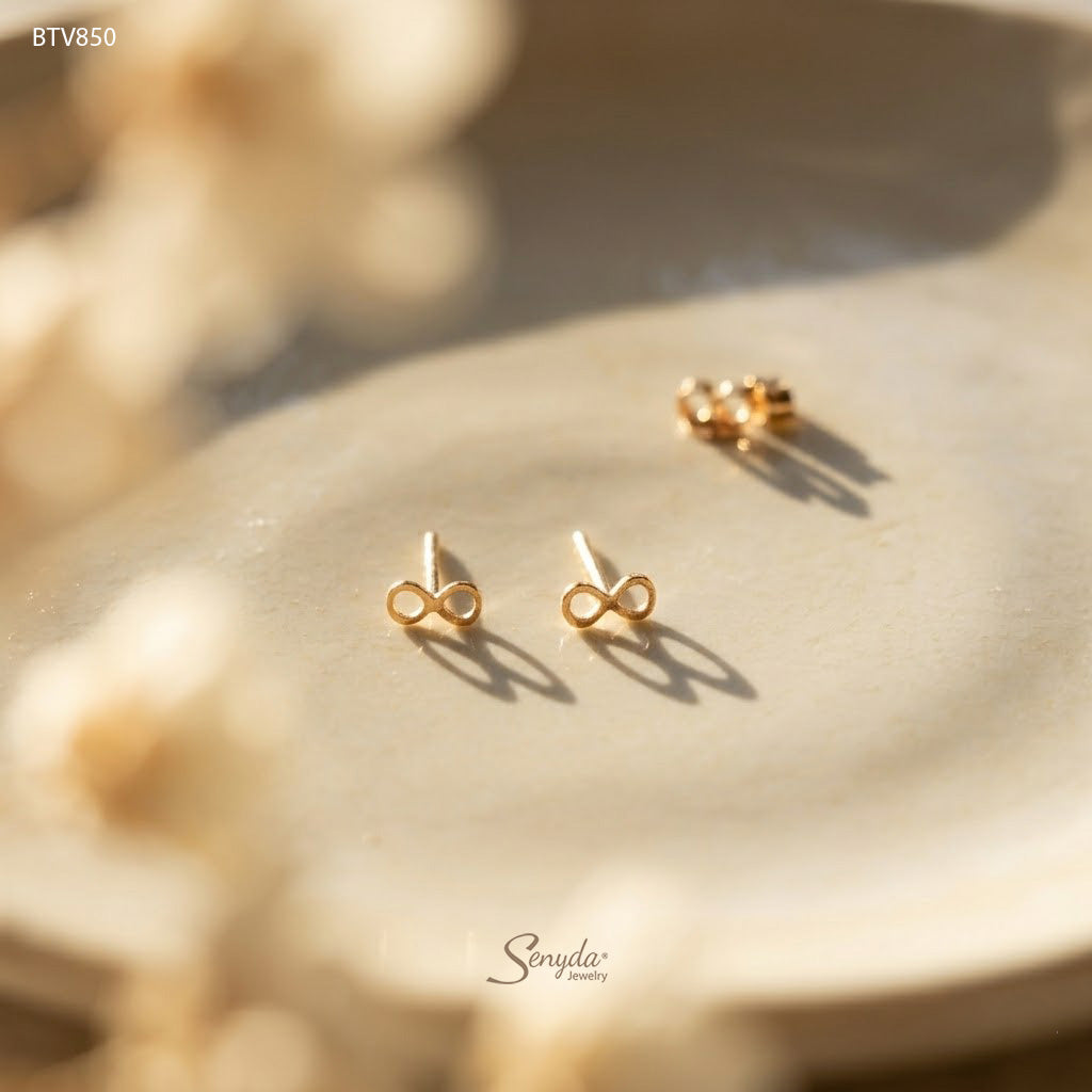 10K Solid Gold Infinity Stud Earrings
