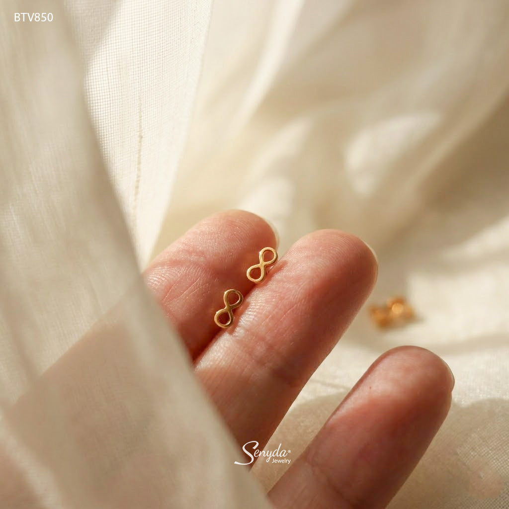 10K Solid Gold Infinity Stud Earrings