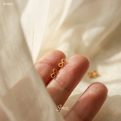 10K Solid Gold Infinity Stud Earrings