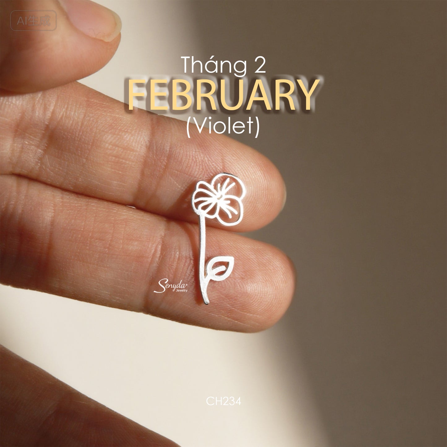 Sterling Silver 925 Birth Month Flower Charm