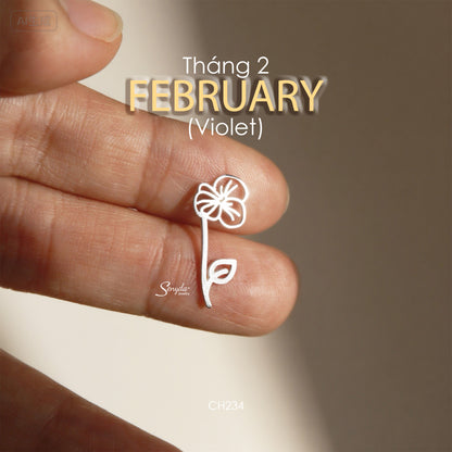 Sterling Silver 925 Birth Month Flower Charm