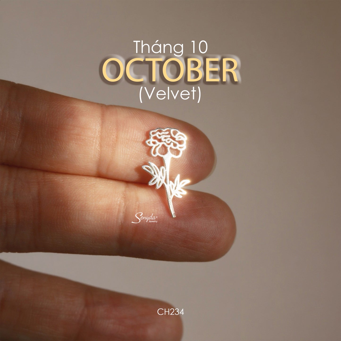 Sterling Silver 925 Birth Month Flower Charm