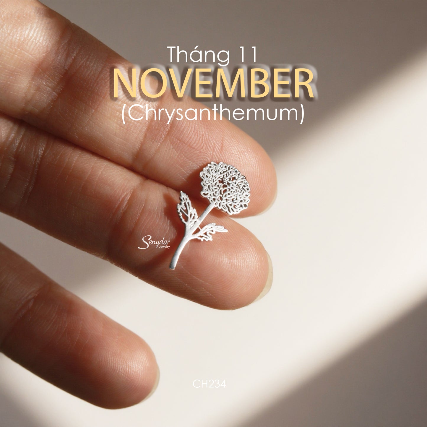 Sterling Silver 925 Birth Month Flower Charm