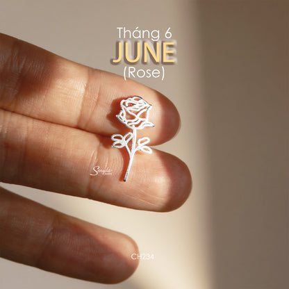 Sterling Silver 925 Birth Month Flower Charm