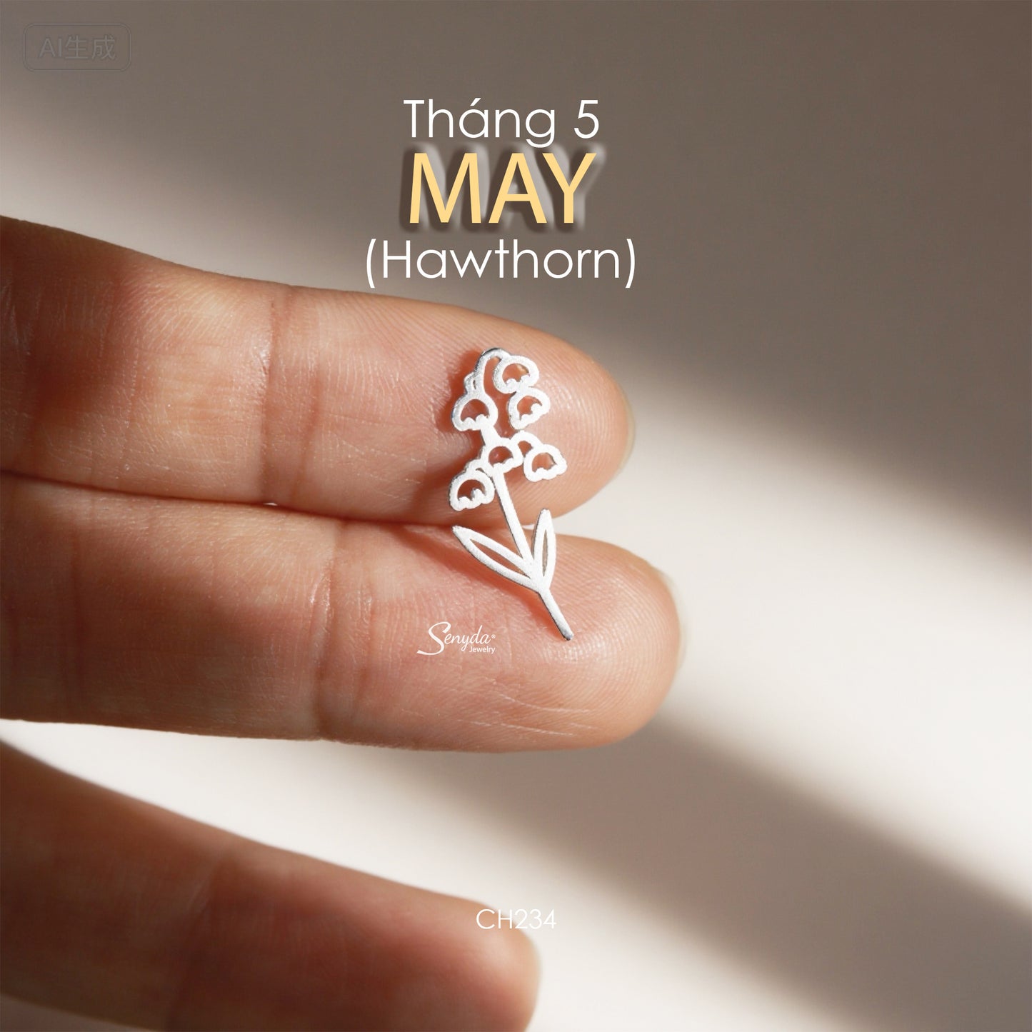 Sterling Silver 925 Birth Month Flower Charm