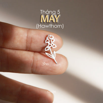 Sterling Silver 925 Birth Month Flower Charm