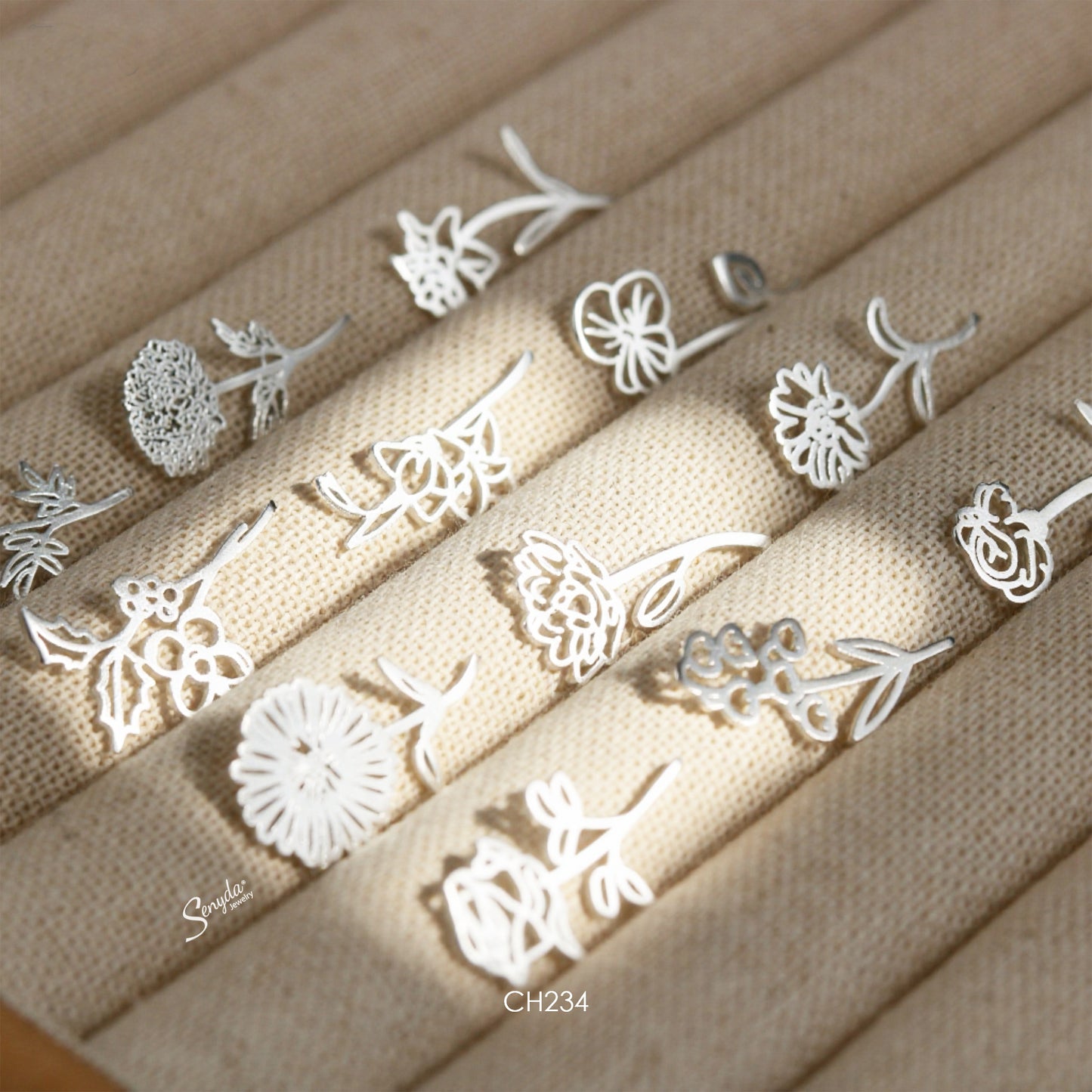 Sterling Silver 925 Birth Month Flower Charm