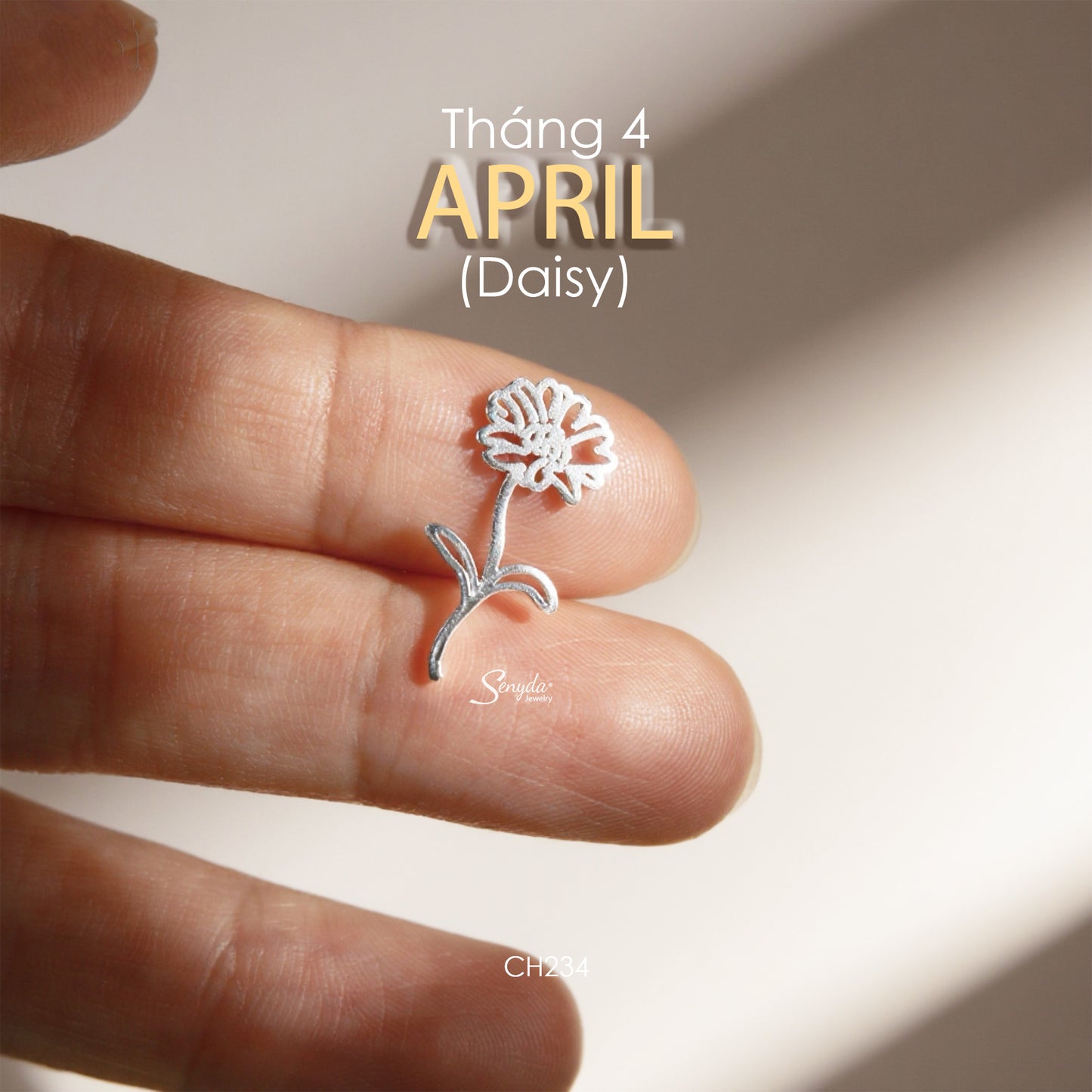 Sterling Silver 925 Birth Month Flower Charm