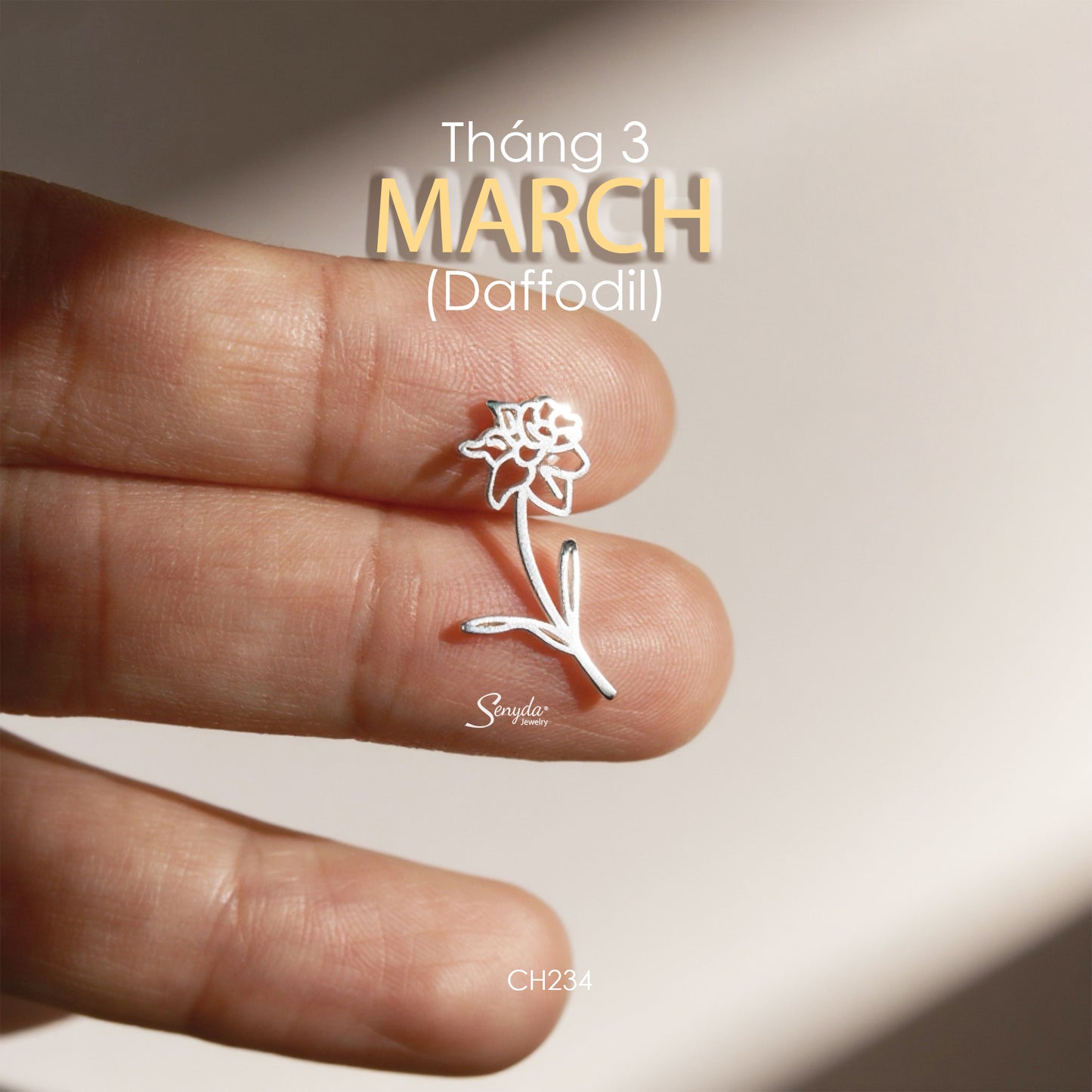 Sterling Silver 925 Birth Month Flower Charm