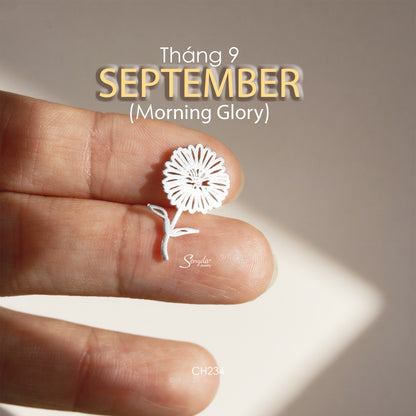 Sterling Silver 925 Birth Month Flower Charm