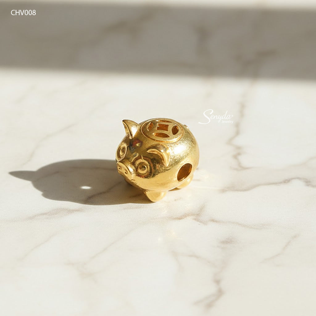 10K Solid Gold Lucky Pig Charm