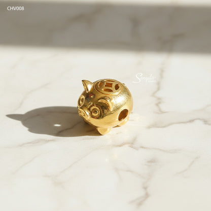 10K Solid Gold Lucky Pig Charm