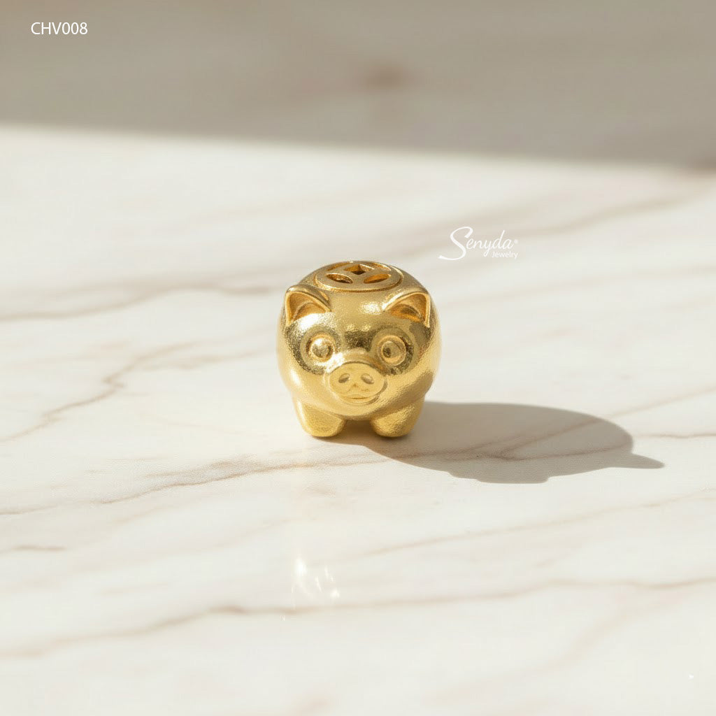 10K Solid Gold Lucky Pig Charm