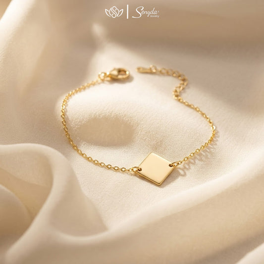 Personalized Engraved Rhombus Disc Bracelet