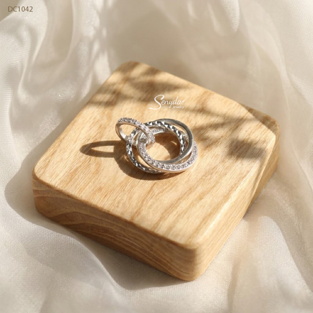 Sterling Silver 925 Interlocking Triple Circle Pendant