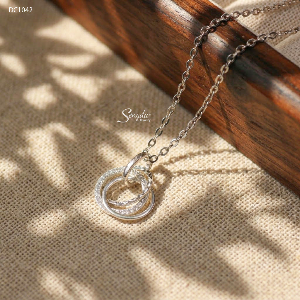 Sterling Silver 925 Interlocking Triple Circle Pendant