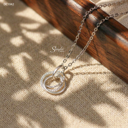 Sterling Silver 925 Interlocking Triple Circle Pendant