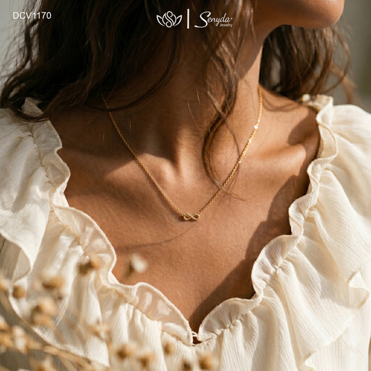 10K Solid Gold Sideways Infinity Symbol Necklace