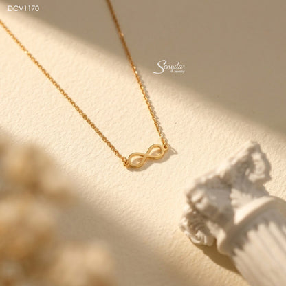10K Solid Gold Sideways Infinity Symbol Necklace