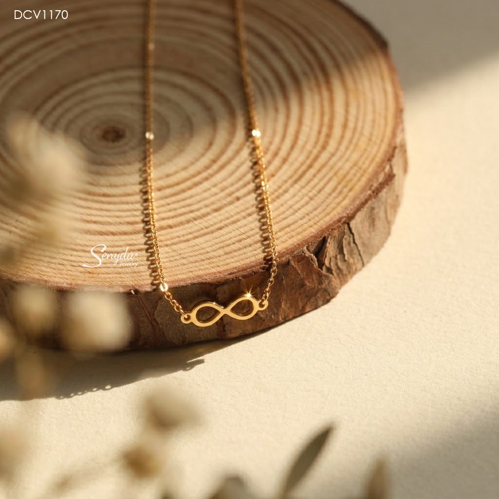 10K Solid Gold Sideways Infinity Symbol Necklace