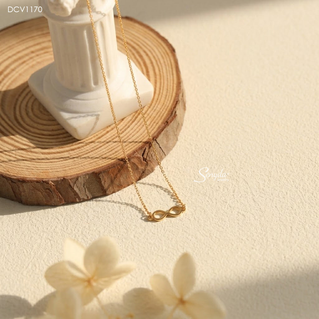 10K Solid Gold Sideways Infinity Symbol Necklace