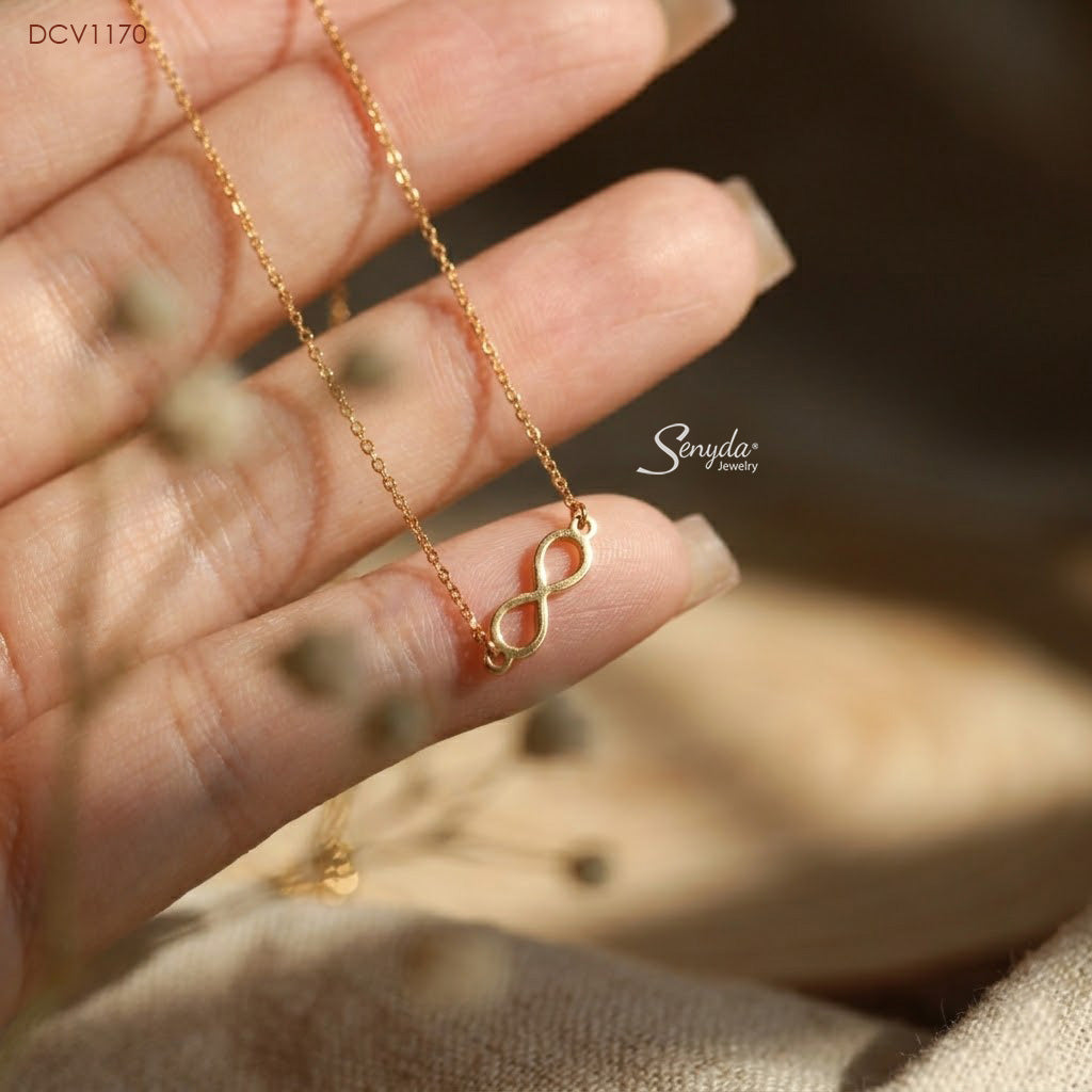 10K Solid Gold Sideways Infinity Symbol Necklace