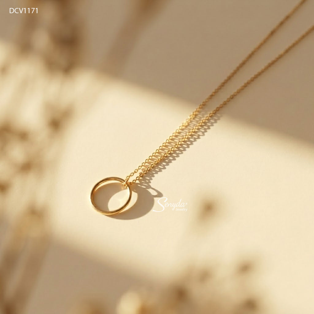 10K Solid Gold Floating Open Circle Necklace