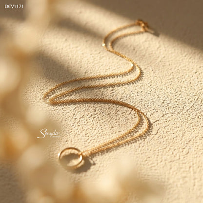 10K Solid Gold Floating Open Circle Necklace