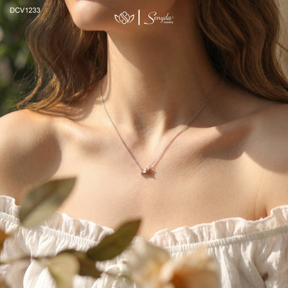 10K Solid Gold East-West Baguette Solitaire Pendant Necklace