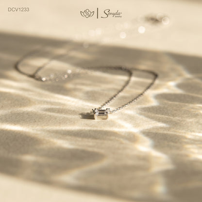 10K Solid Gold East-West Baguette Solitaire Pendant Necklace