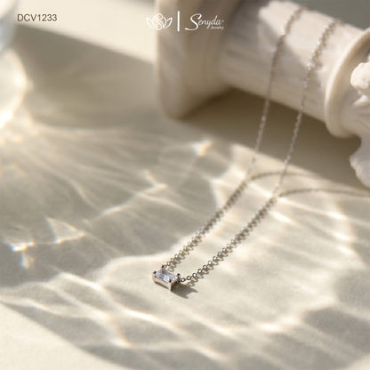 10K Solid Gold East-West Baguette Solitaire Pendant Necklace