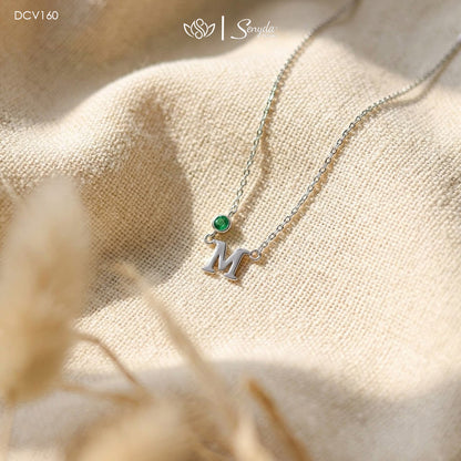 Custom Initial Necklace With Stone
