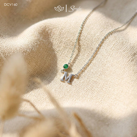 Custom Initial Necklace With Stone