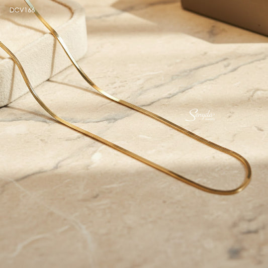 15K Solid Gold Square Snake Chain Necklace