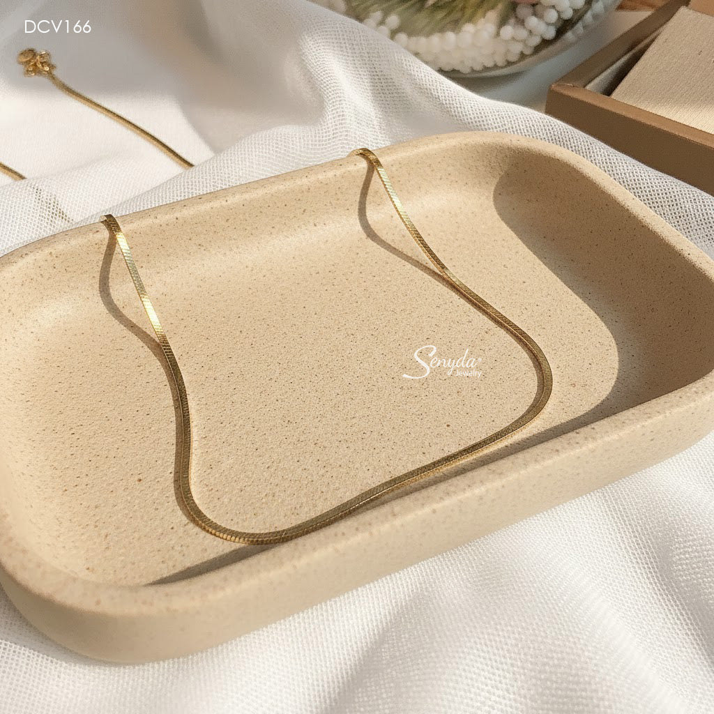 15K Solid Gold Square Snake Chain Necklace